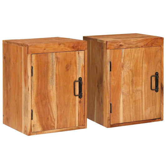 Nachtkastje 2 pcs Bruin 35 x 33 x 48 cm Massief Hout Acacia is nu te koop bij PeponiXL, paradijselijk wonen!