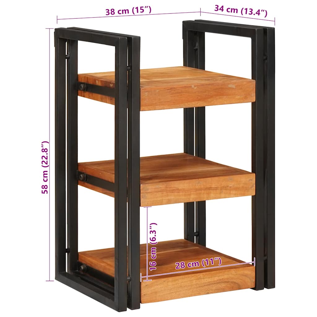 Nachtkastje Bruin en zwart 38 x 33 x 58 cm Massief Hout Acacia is nu te koop bij PeponiXL, paradijselijk wonen!