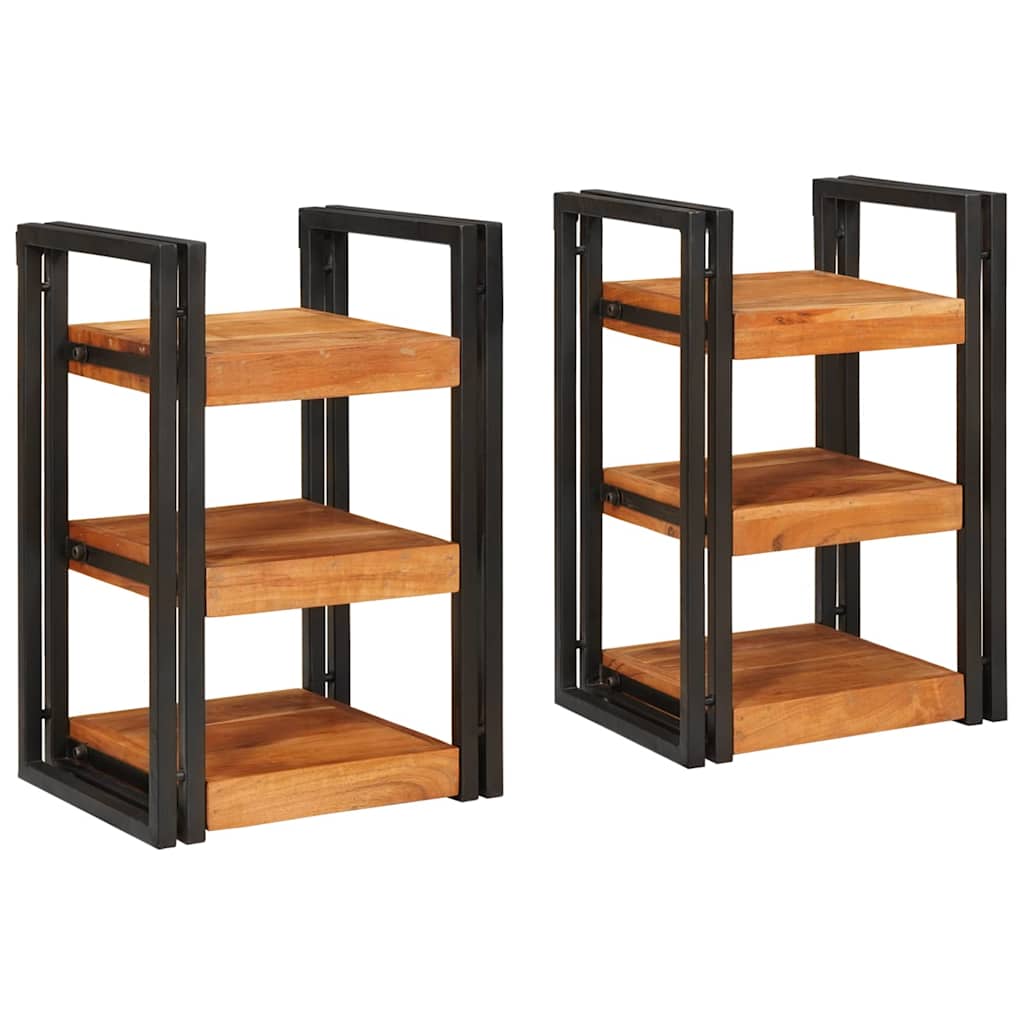 Nachtkastje 2 pcs Bruin en zwart Massief Hout Acacia is nu te koop bij PeponiXL, paradijselijk wonen!