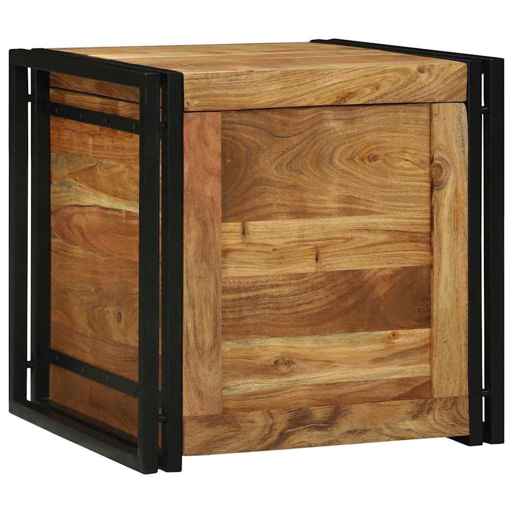 Opbergbox Bruin en zwart 50 x 50 x 50 cm Massief Acaciahout is nu te koop bij PeponiXL, paradijselijk wonen!