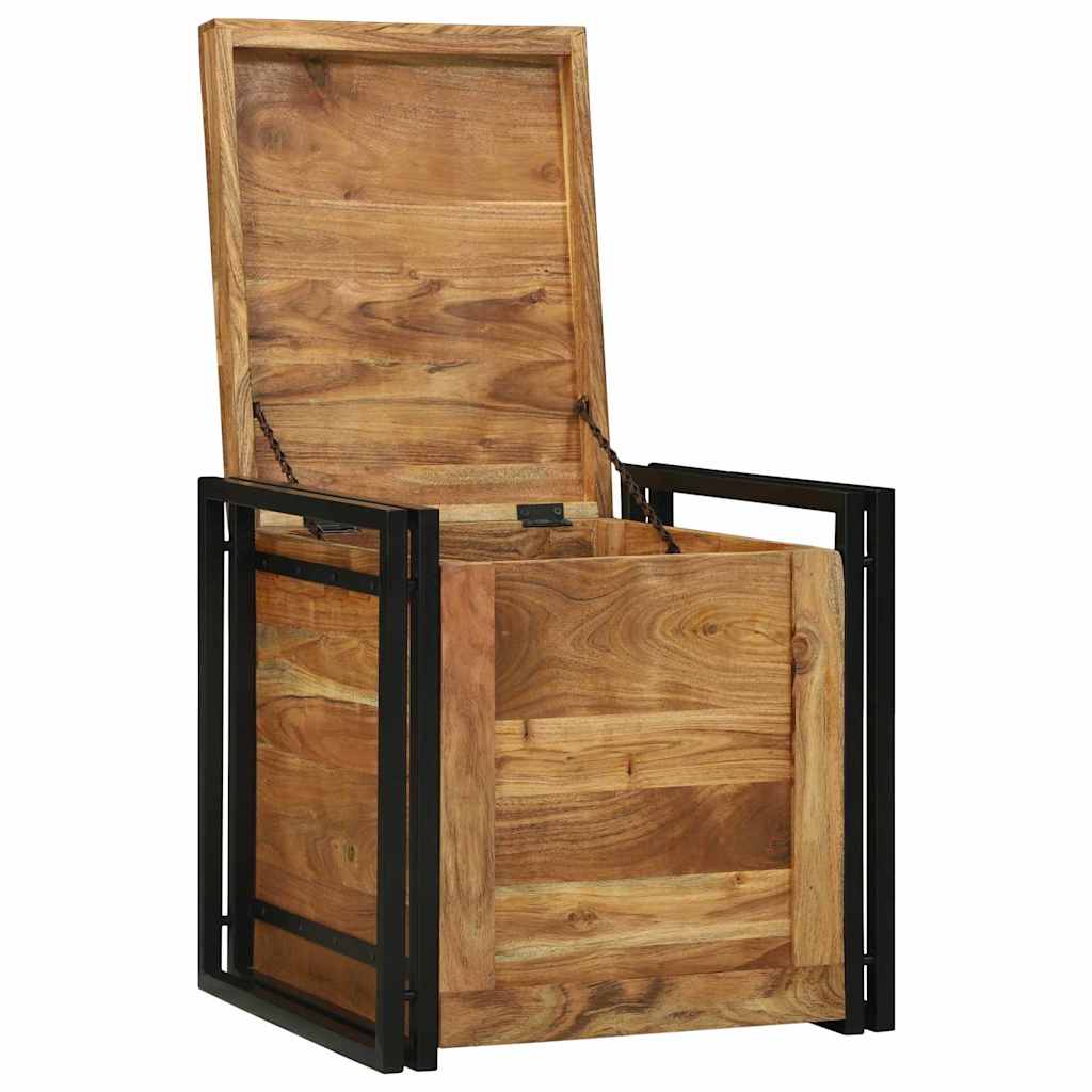 Opbergbox Bruin en zwart 50 x 50 x 50 cm Massief Acaciahout is nu te koop bij PeponiXL, paradijselijk wonen!