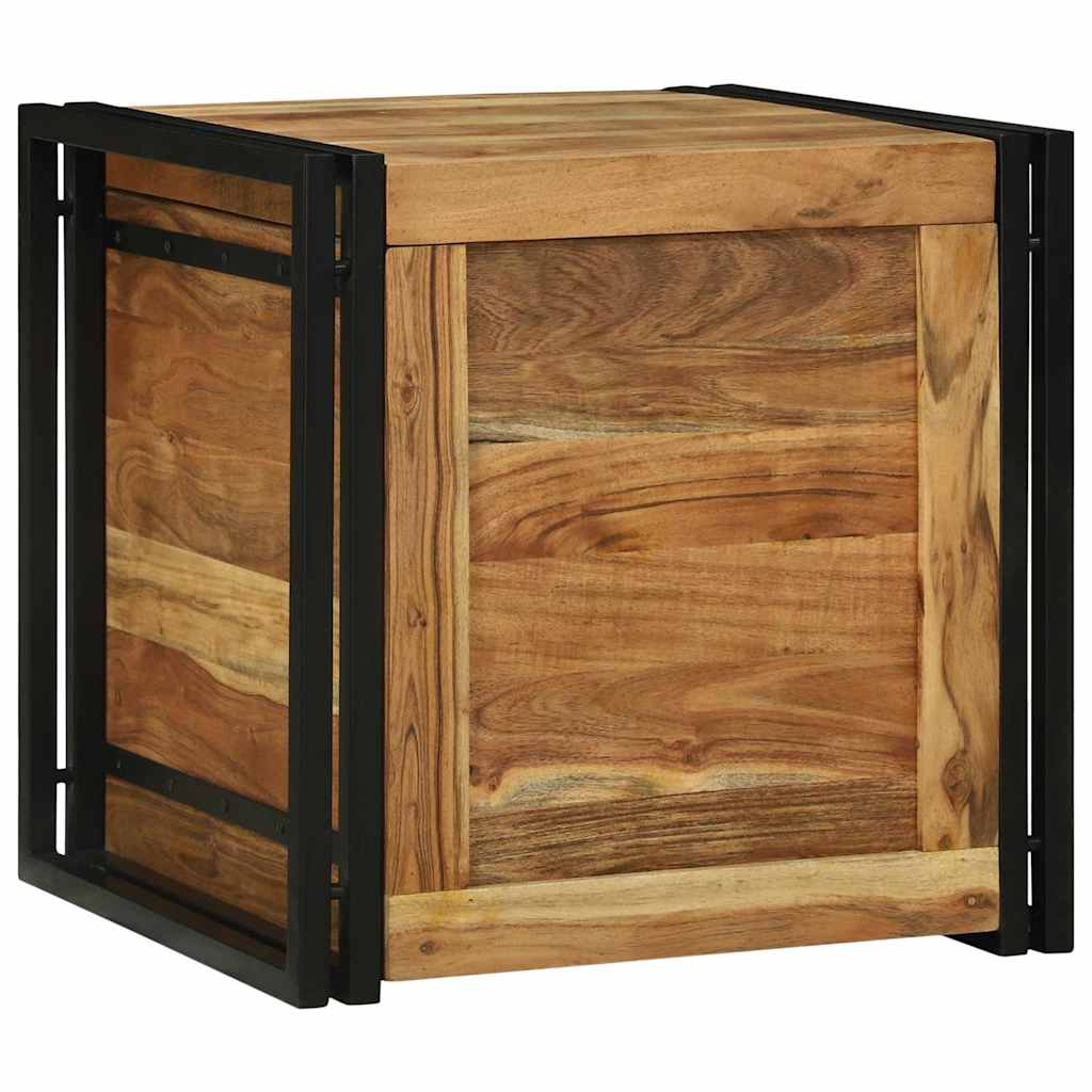 Opbergbox Bruin en zwart 50 x 50 x 50 cm Massief Acaciahout is nu te koop bij PeponiXL, paradijselijk wonen!