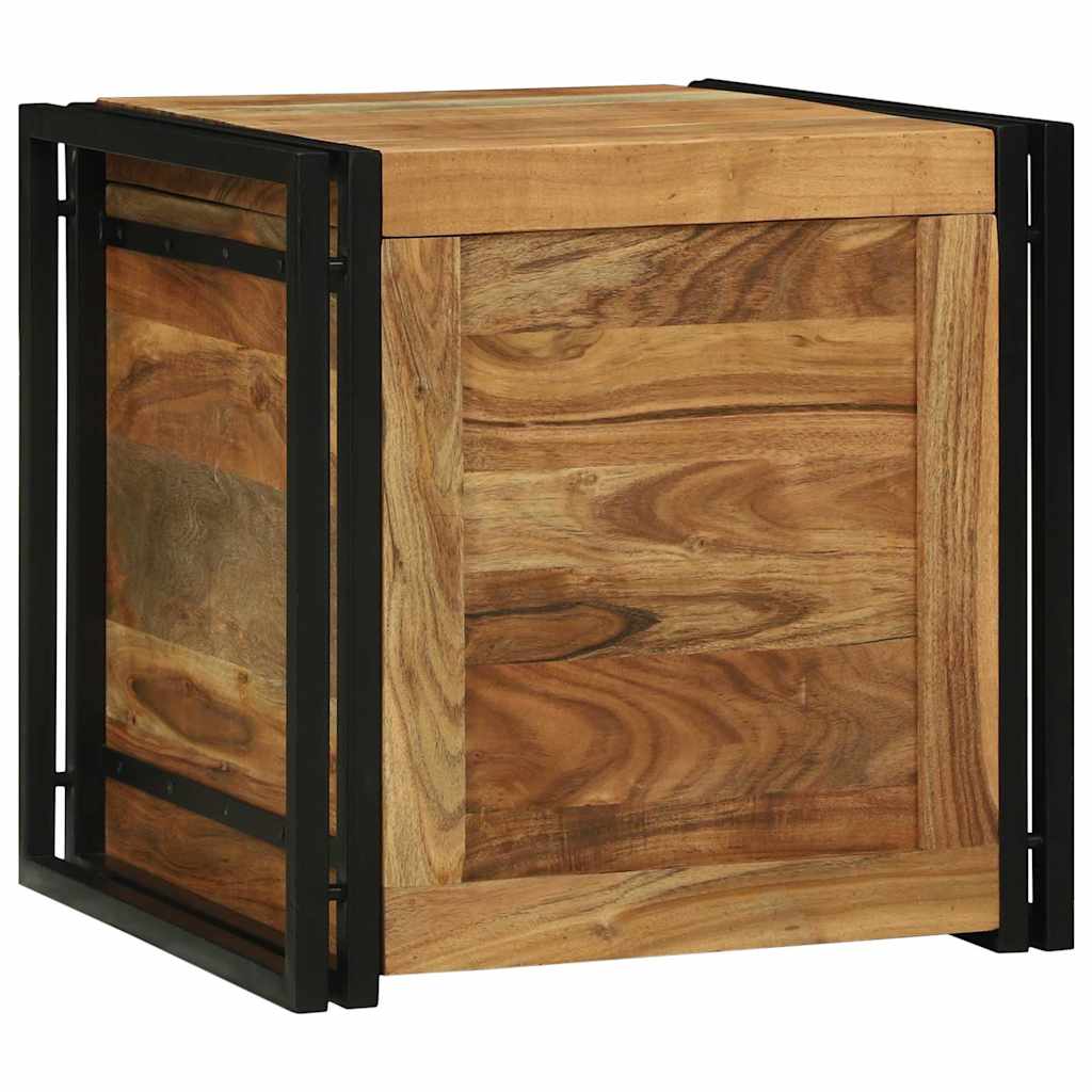 Opbergbox Bruin en zwart 50 x 50 x 50 cm Massief Acaciahout is nu te koop bij PeponiXL, paradijselijk wonen!