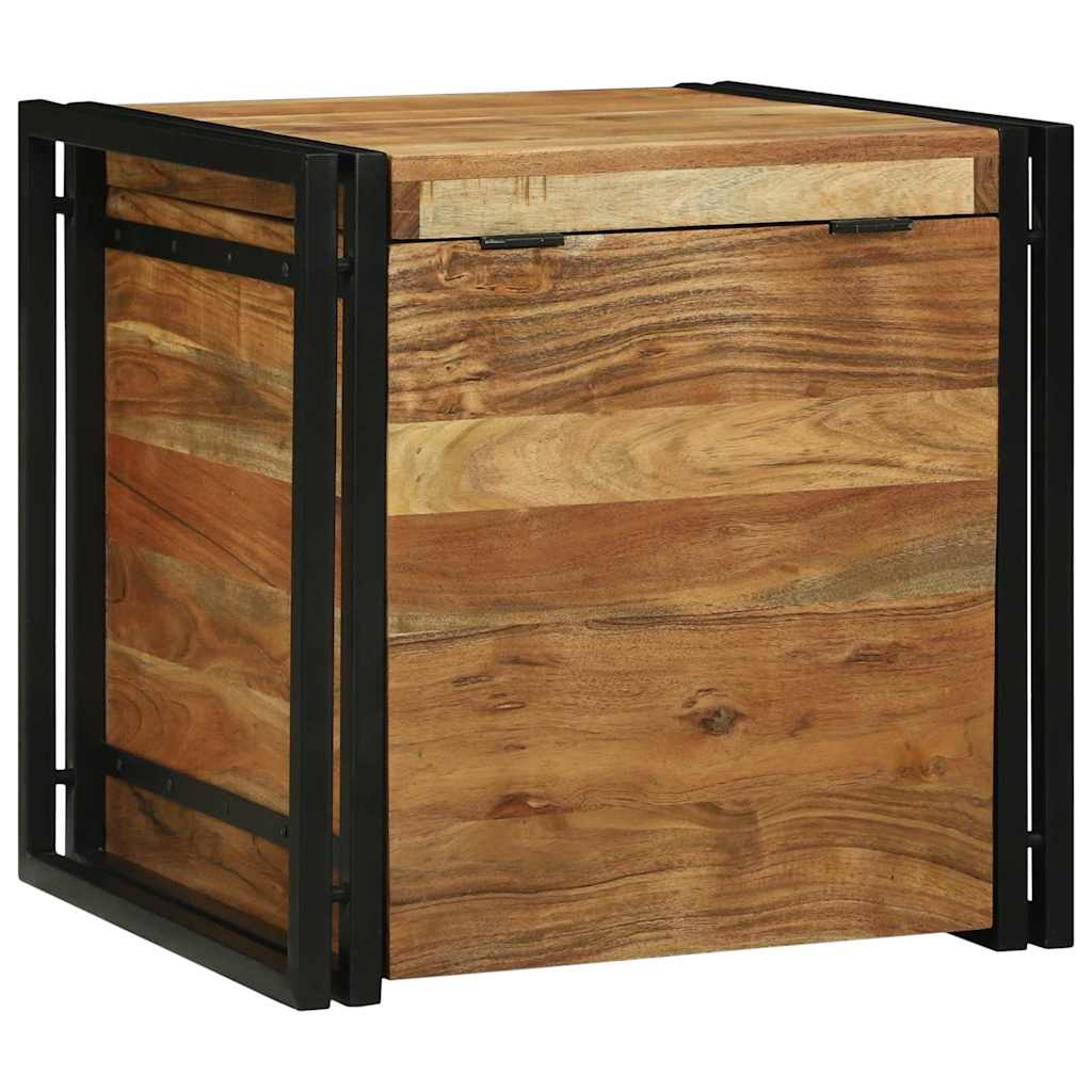 Opbergbox Bruin en zwart 50 x 50 x 50 cm Massief Acaciahout is nu te koop bij PeponiXL, paradijselijk wonen!