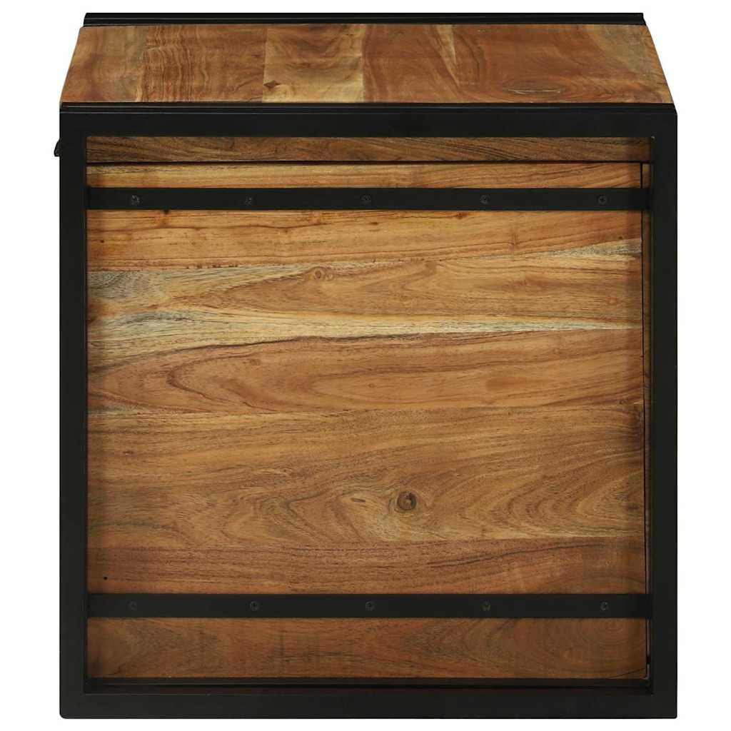Opbergbox Bruin en zwart 50 x 50 x 50 cm Massief Acaciahout is nu te koop bij PeponiXL, paradijselijk wonen!