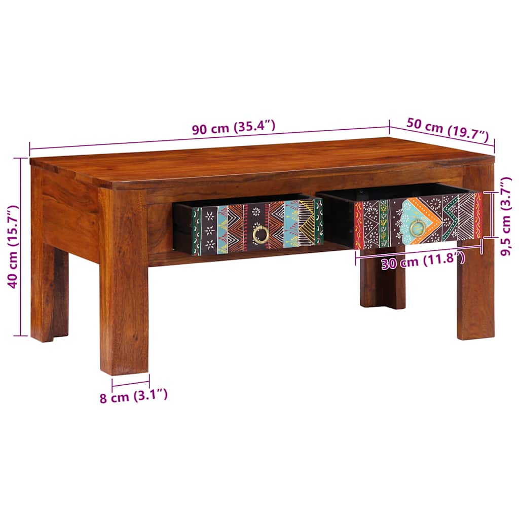 Salontafel 90x50x40 cm massief acaciahout is nu te koop bij PeponiXL, paradijselijk wonen!