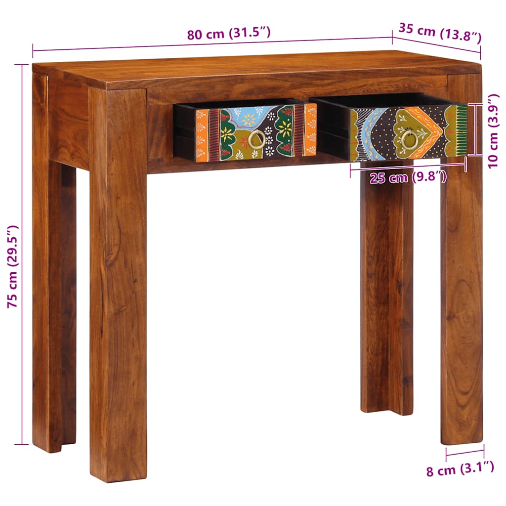 Wandtafel 80x35x75 cm massief acaciahout is nu te koop bij PeponiXL, paradijselijk wonen!