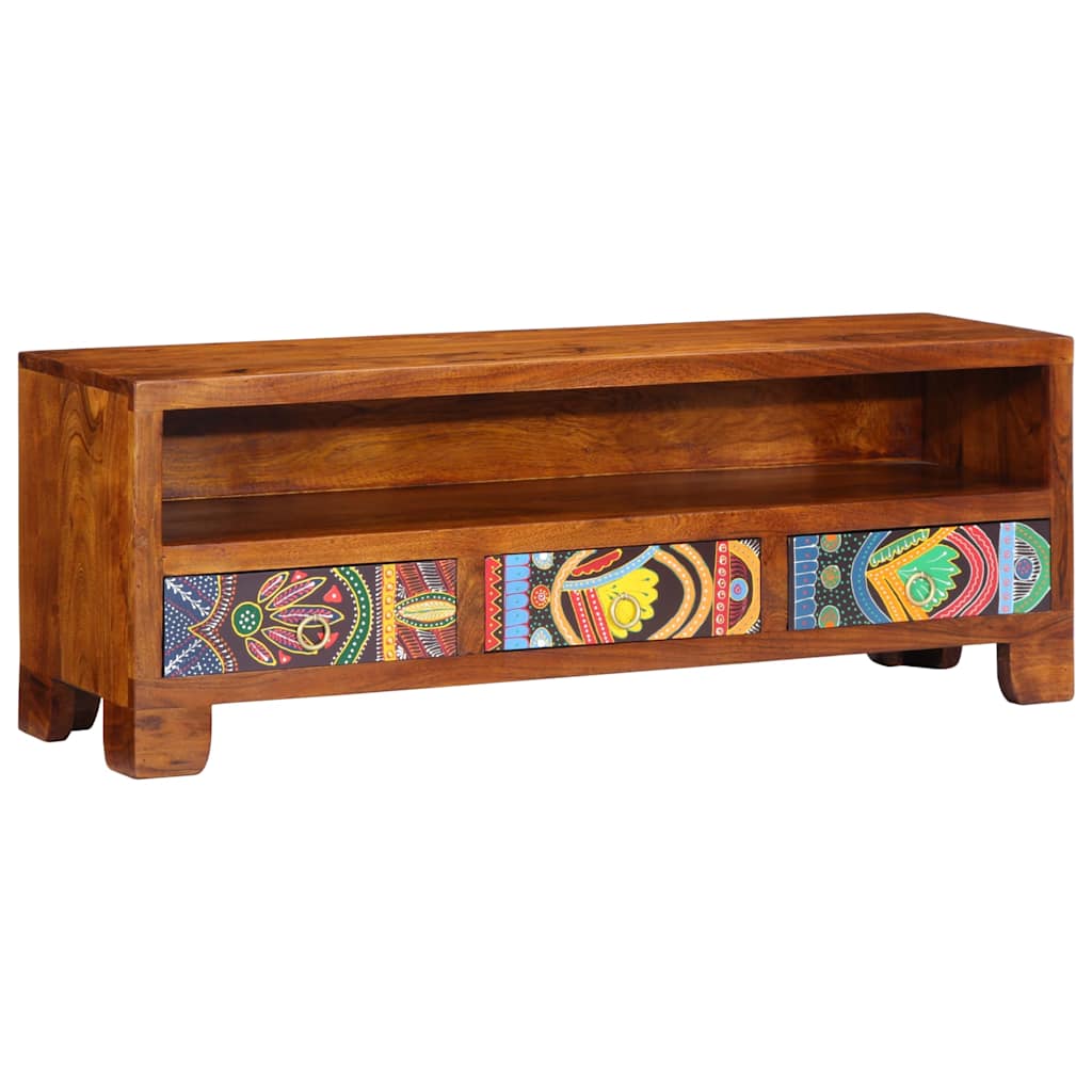 TV-meubel 110x30x40 massief acaciahout meerkleurig is nu te koop bij PeponiXL, paradijselijk wonen!