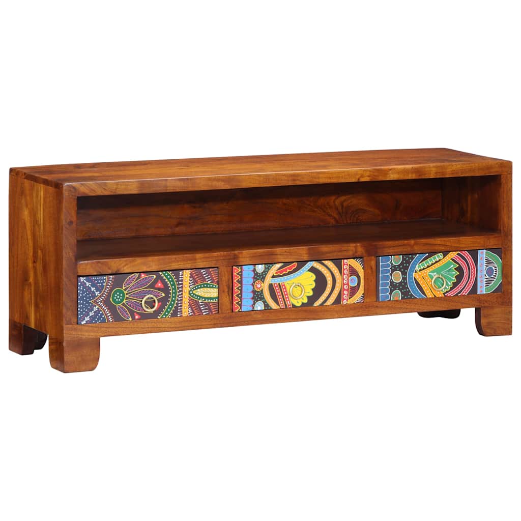 TV-meubel 110x30x40 massief acaciahout meerkleurig is nu te koop bij PeponiXL, paradijselijk wonen!