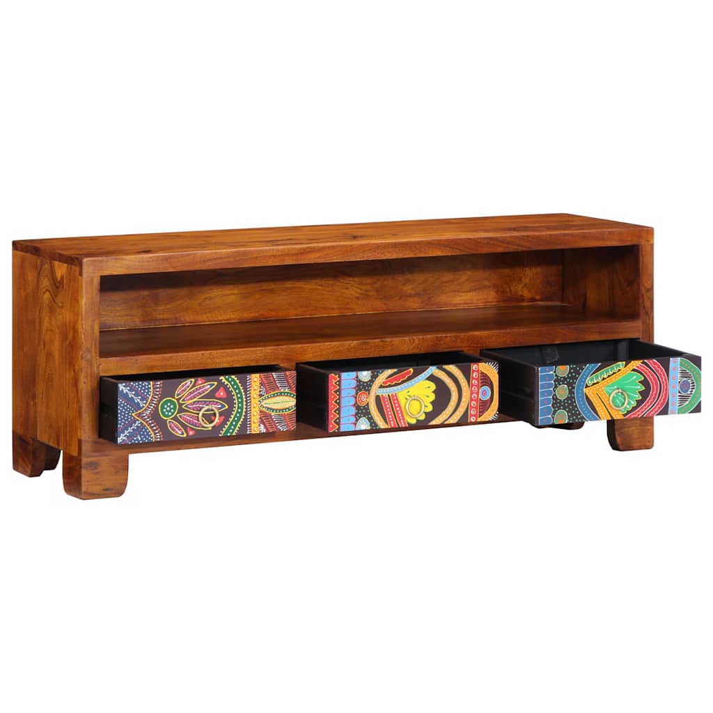 TV-meubel 110x30x40 massief acaciahout meerkleurig is nu te koop bij PeponiXL, paradijselijk wonen!