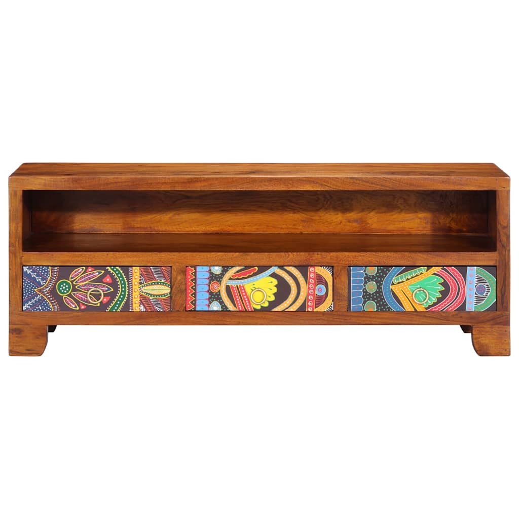 TV-meubel 110x30x40 massief acaciahout meerkleurig is nu te koop bij PeponiXL, paradijselijk wonen!