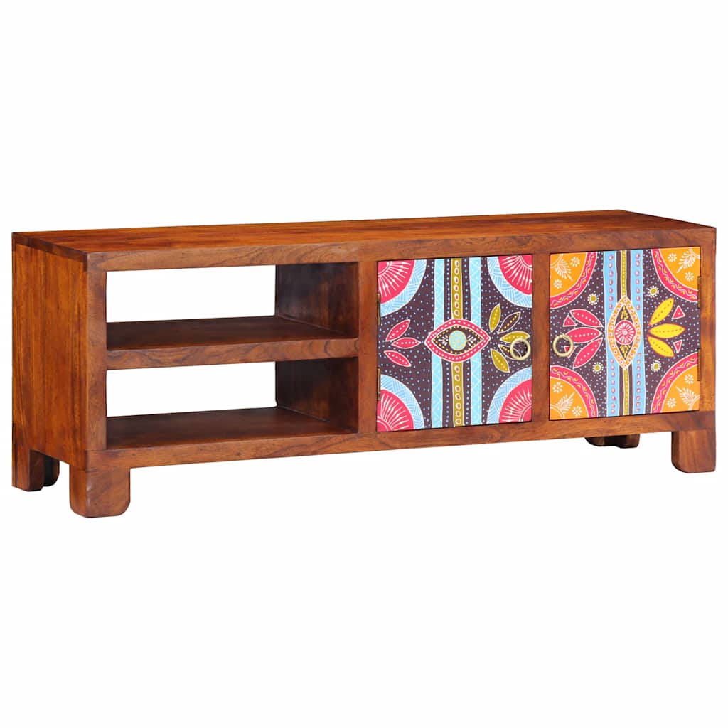 TV-meubel 110x30x40 massief acaciahout meerkleurig is nu te koop bij PeponiXL, paradijselijk wonen!