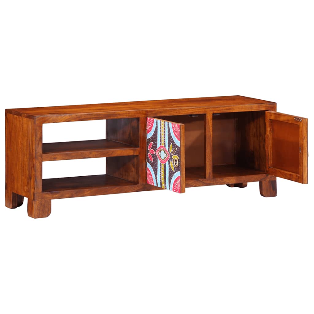 TV-meubel 110x30x40 massief acaciahout meerkleurig is nu te koop bij PeponiXL, paradijselijk wonen!