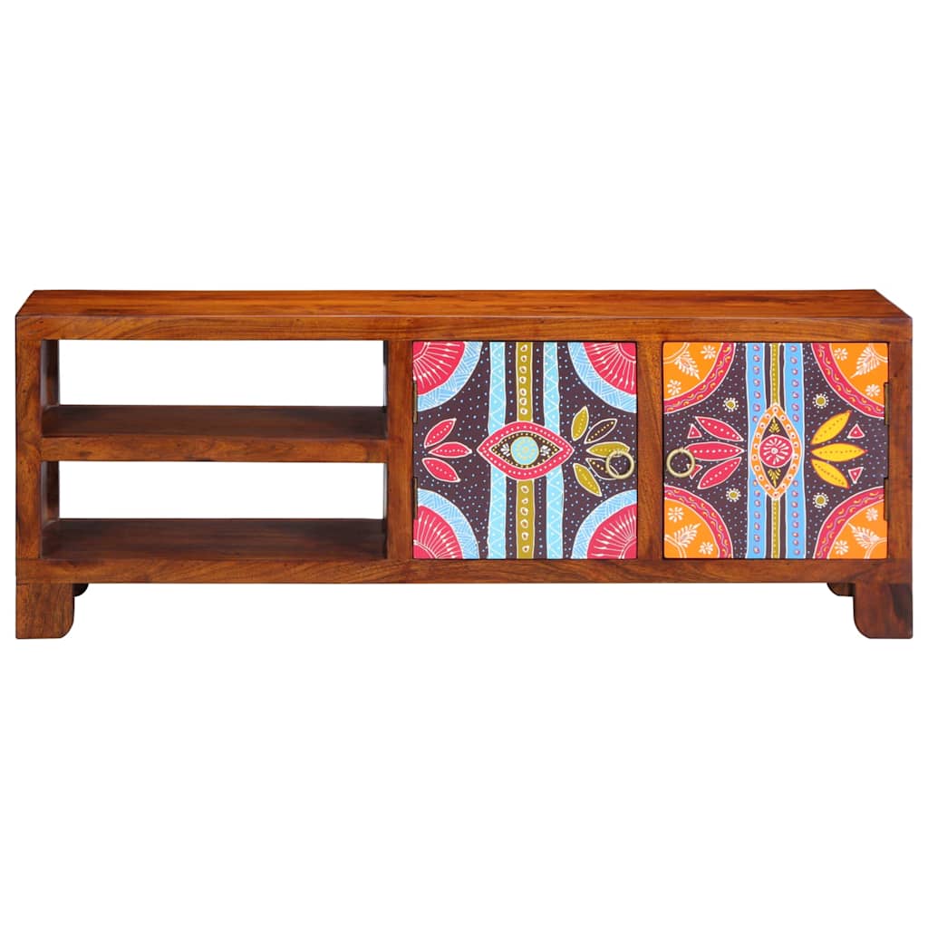 TV-meubel 110x30x40 massief acaciahout meerkleurig is nu te koop bij PeponiXL, paradijselijk wonen!