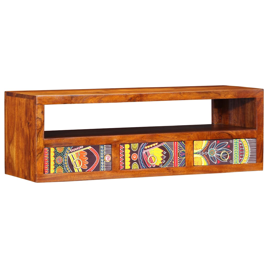 Tv-wandmeubel 90x30x30 massief acaciahout meerkleurig is nu te koop bij PeponiXL, paradijselijk wonen!