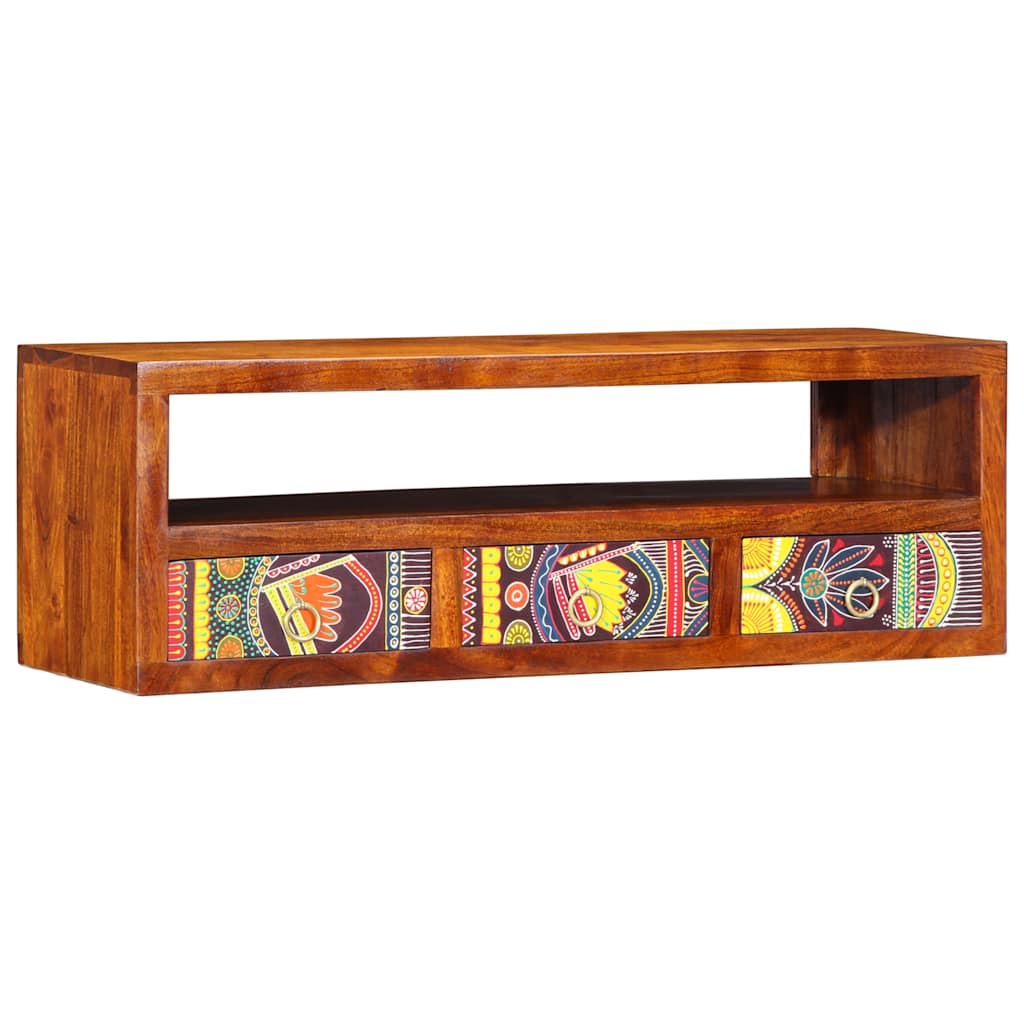 Tv-wandmeubel 90x30x30 massief acaciahout meerkleurig is nu te koop bij PeponiXL, paradijselijk wonen!