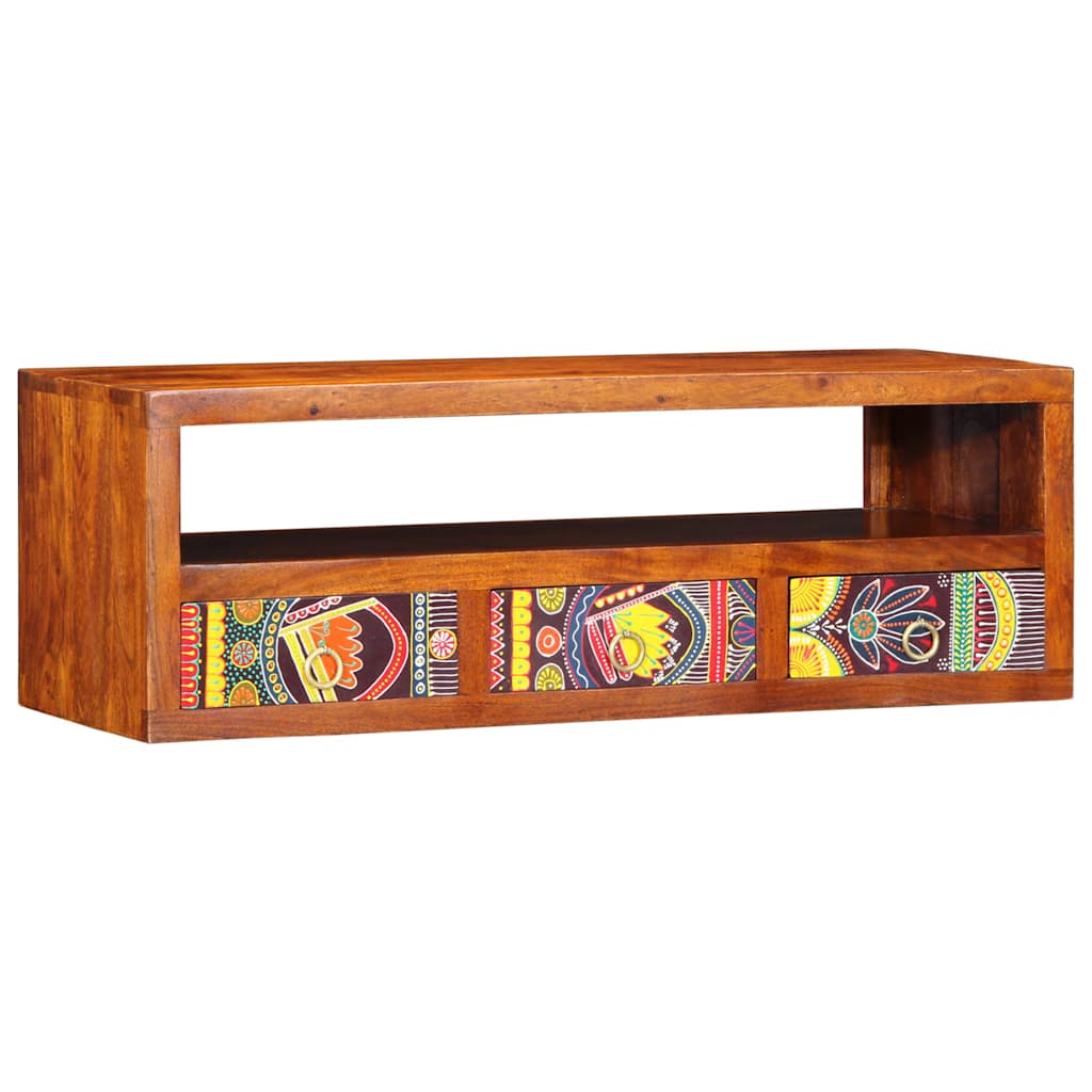 Tv-wandmeubel 90x30x30 massief acaciahout meerkleurig is nu te koop bij PeponiXL, paradijselijk wonen!