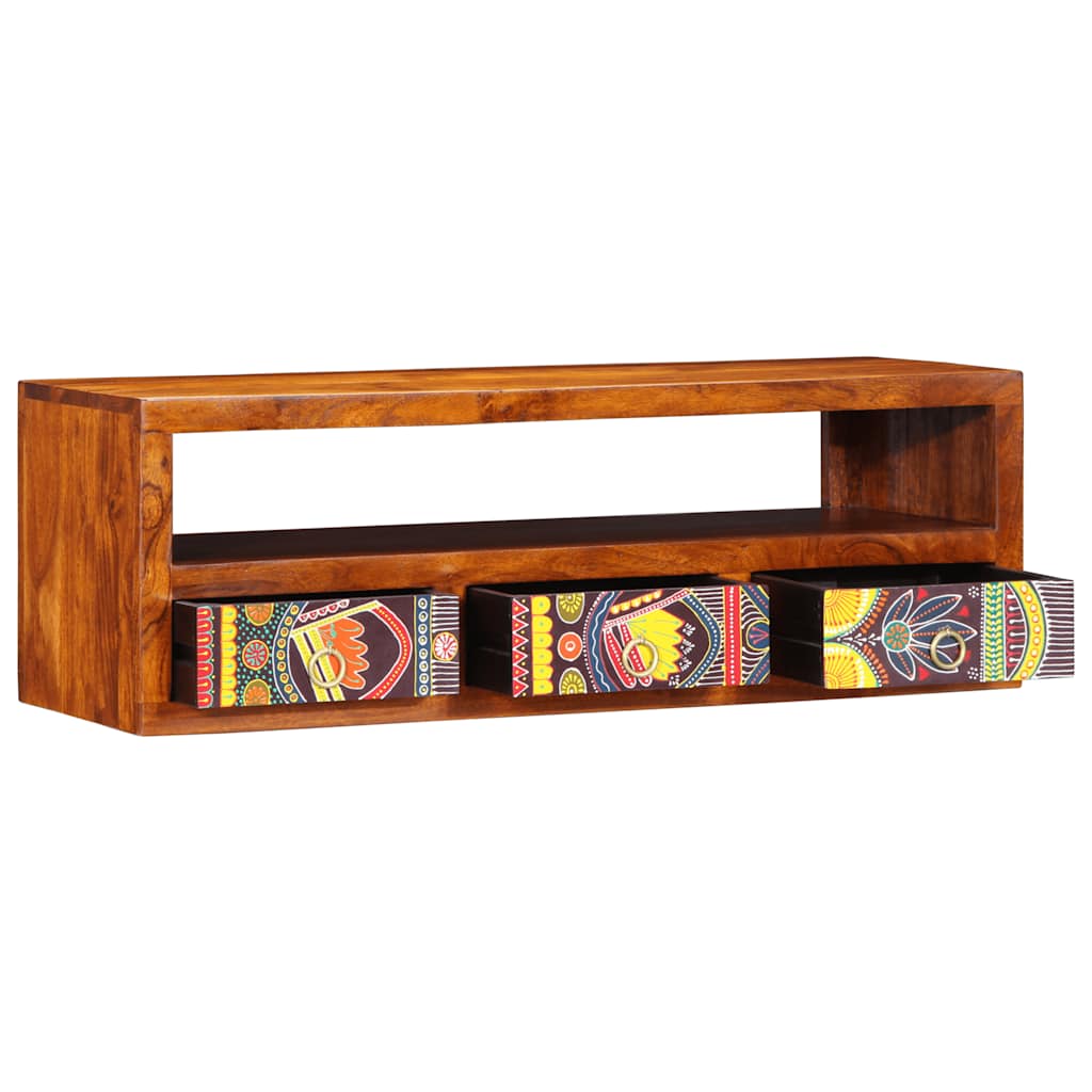 Tv-wandmeubel 90x30x30 massief acaciahout meerkleurig is nu te koop bij PeponiXL, paradijselijk wonen!