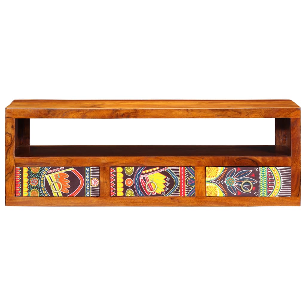 Tv-wandmeubel 90x30x30 massief acaciahout meerkleurig is nu te koop bij PeponiXL, paradijselijk wonen!