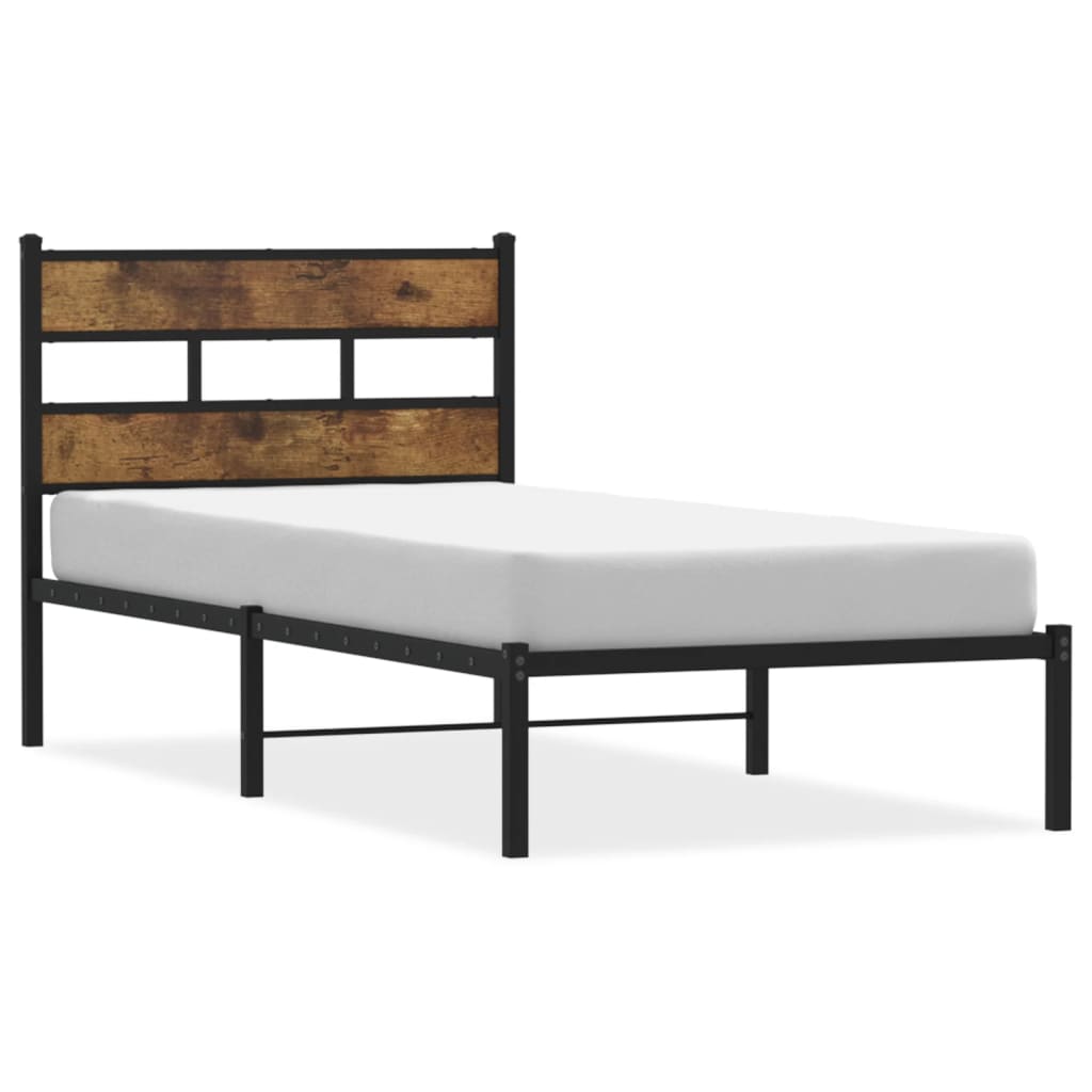 Bedframe zonder matras metaal gerookt eikenkleurig 100x190 cm is nu te koop bij PeponiXL, paradijselijk wonen!