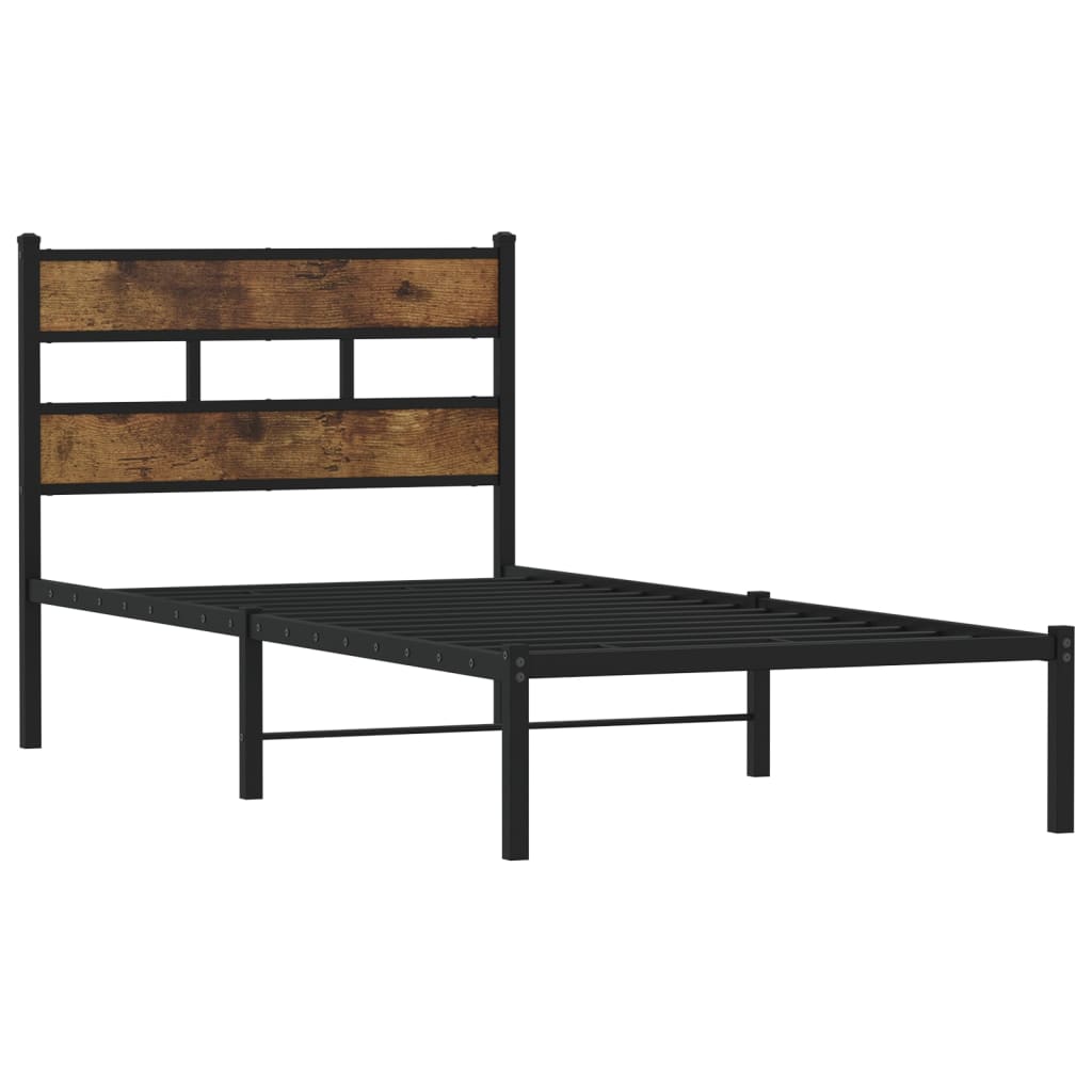 Bedframe zonder matras metaal gerookt eikenkleurig 100x190 cm is nu te koop bij PeponiXL, paradijselijk wonen!