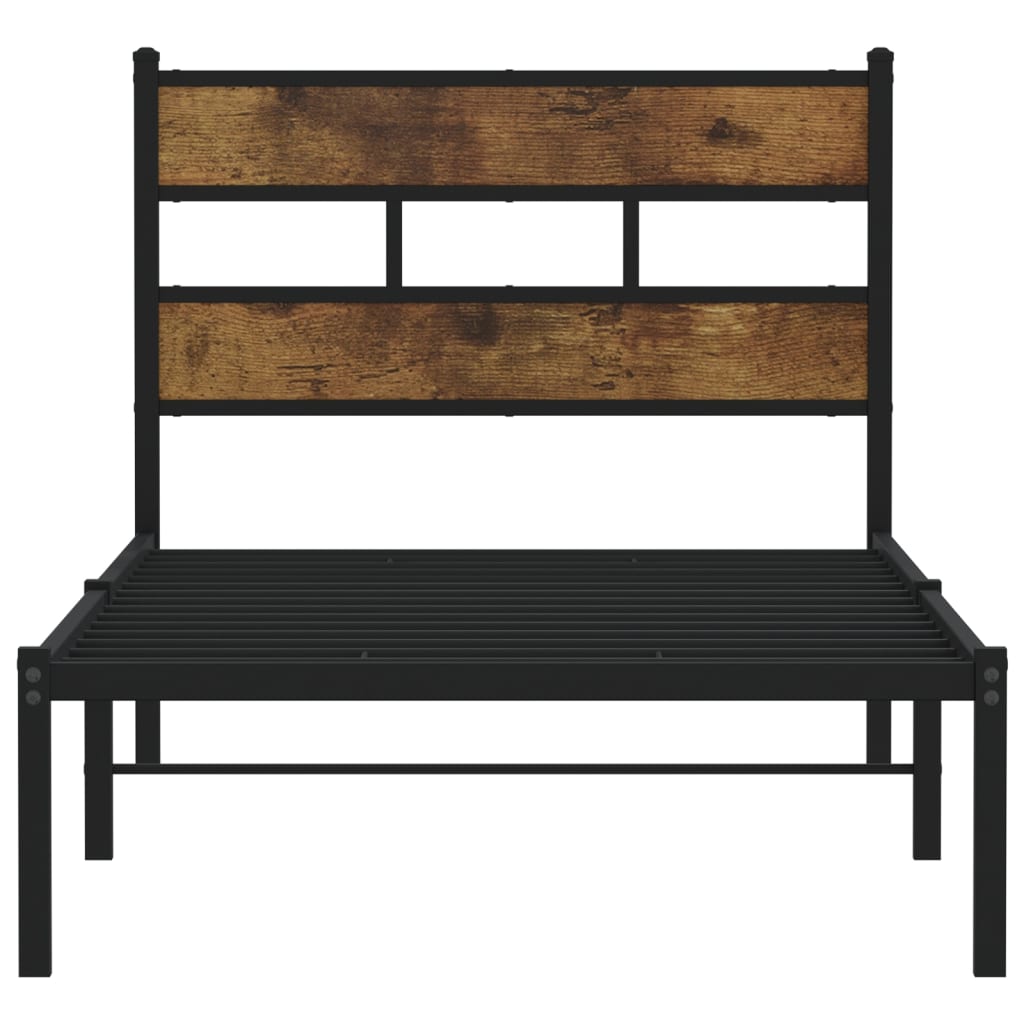 Bedframe zonder matras metaal gerookt eikenkleurig 100x190 cm is nu te koop bij PeponiXL, paradijselijk wonen!