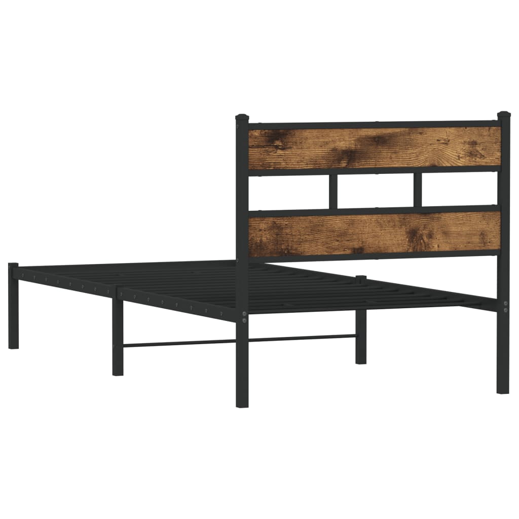 Bedframe zonder matras metaal gerookt eikenkleurig 100x190 cm is nu te koop bij PeponiXL, paradijselijk wonen!