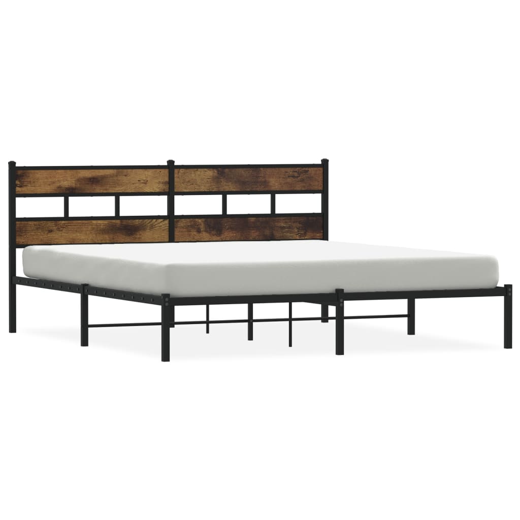 Bedframe zonder matras metaal gerookt eikenkleurig 193x203 cm is nu te koop bij PeponiXL, paradijselijk wonen!