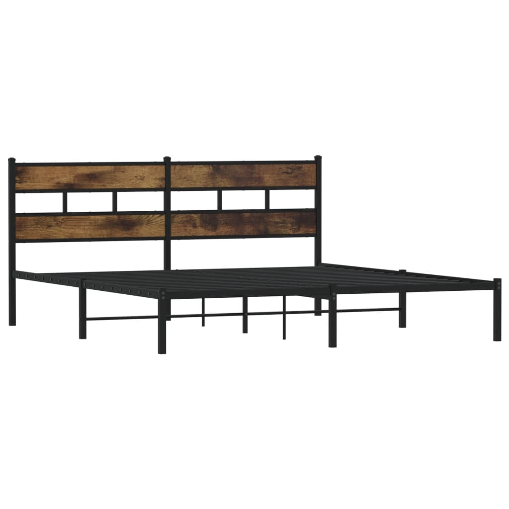 Bedframe zonder matras metaal gerookt eikenkleurig 193x203 cm is nu te koop bij PeponiXL, paradijselijk wonen!
