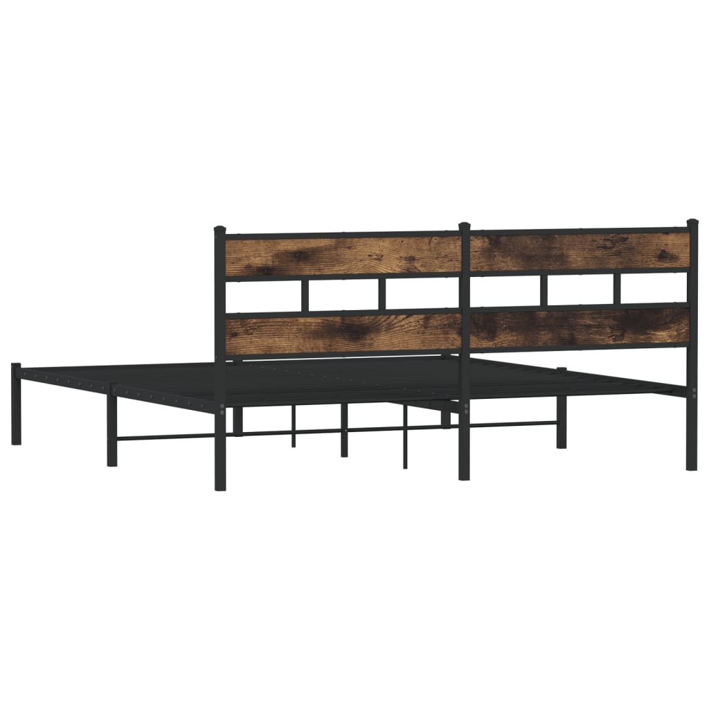 Bedframe zonder matras metaal gerookt eikenkleurig 193x203 cm is nu te koop bij PeponiXL, paradijselijk wonen!