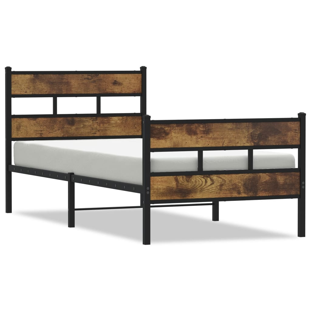 Bedframe zonder matras metaal gerookt eikenkleurig 80x200 cm