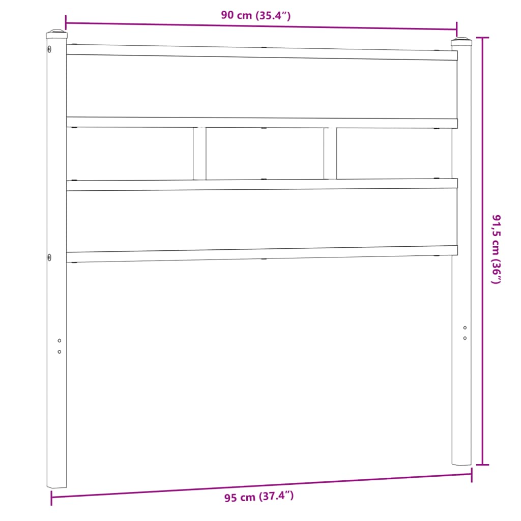 Vervangend hoofdbord 90 cm ijzer en bewerkt hout gerookt eikenkleurig is nu te koop bij PeponiXL, paradijselijk wonen!