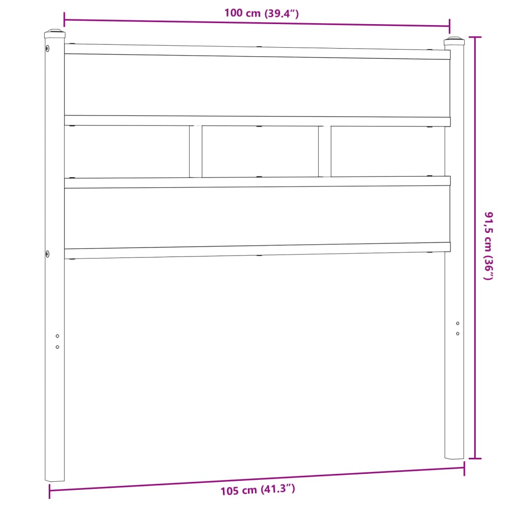 Vervangend hoofdbord 100 cm ijzer en bewerkt hout gerookt eikenkleurig is nu te koop bij PeponiXL, paradijselijk wonen!
