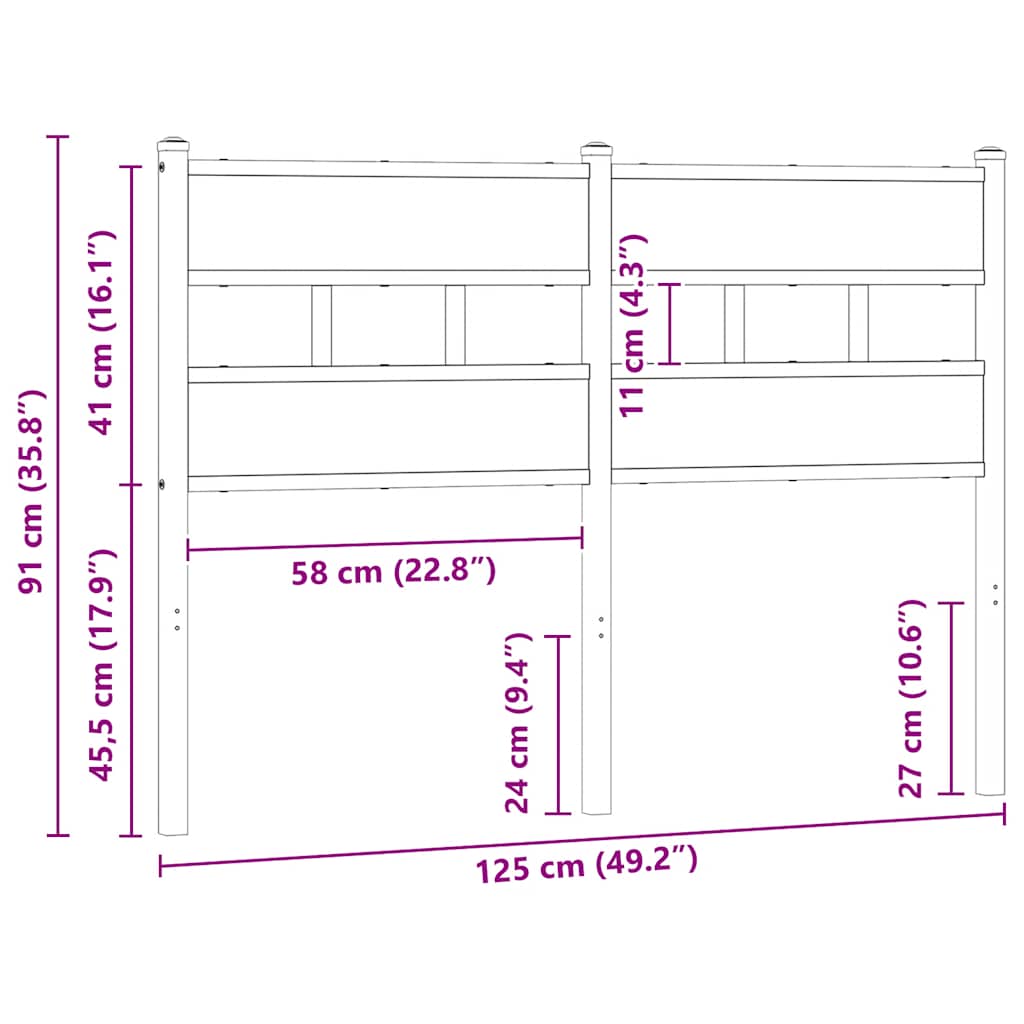 Vervangend hoofdbord 120 cm ijzer en bewerkt hout gerookt eikenkleurig is nu te koop bij PeponiXL, paradijselijk wonen!
