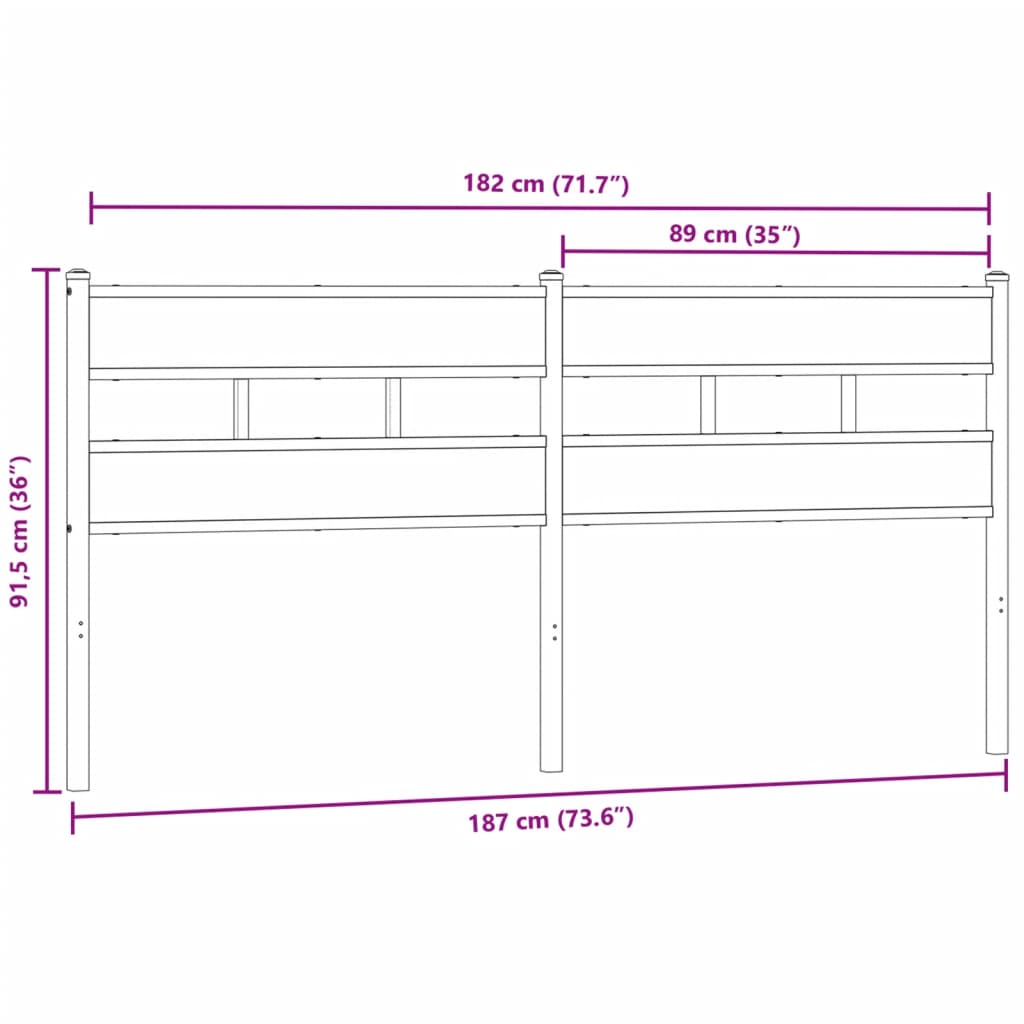 Vervangend hoofdbord 180 cm ijzer en bewerkt hout gerookt eikenkleurig is nu te koop bij PeponiXL, paradijselijk wonen!