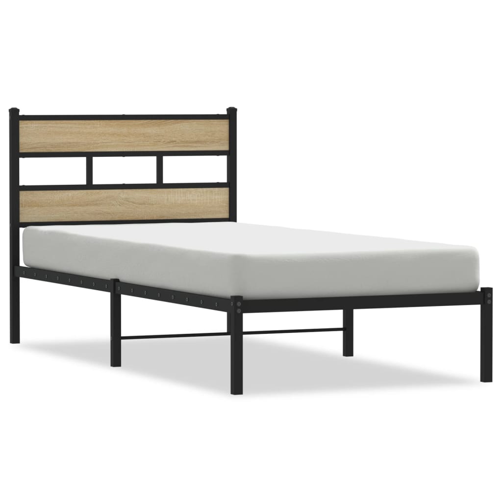 Bedframe zonder matras metaal sonoma eikenkleurig 100x190 cm is nu te koop bij PeponiXL, paradijselijk wonen!