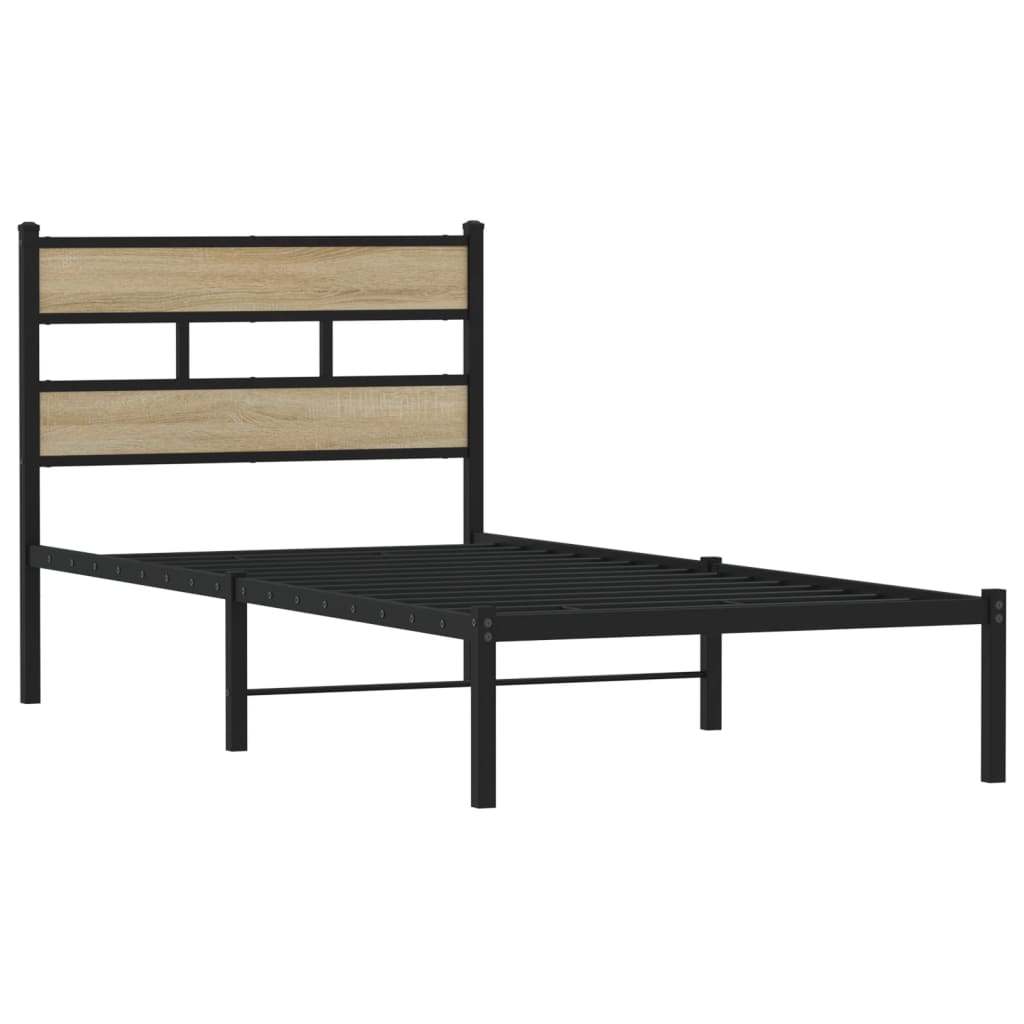 Bedframe zonder matras metaal sonoma eikenkleurig 100x190 cm is nu te koop bij PeponiXL, paradijselijk wonen!