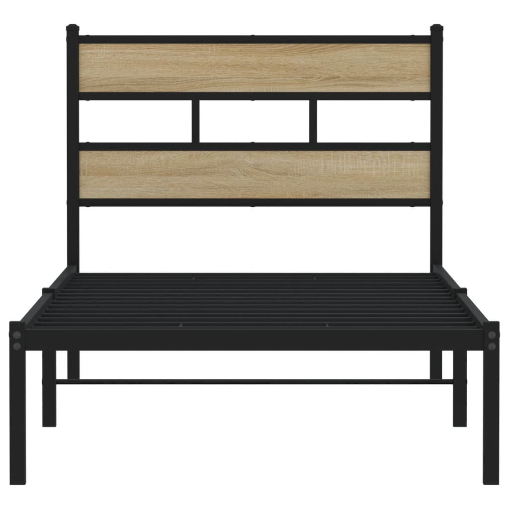 Bedframe zonder matras metaal sonoma eikenkleurig 100x190 cm is nu te koop bij PeponiXL, paradijselijk wonen!