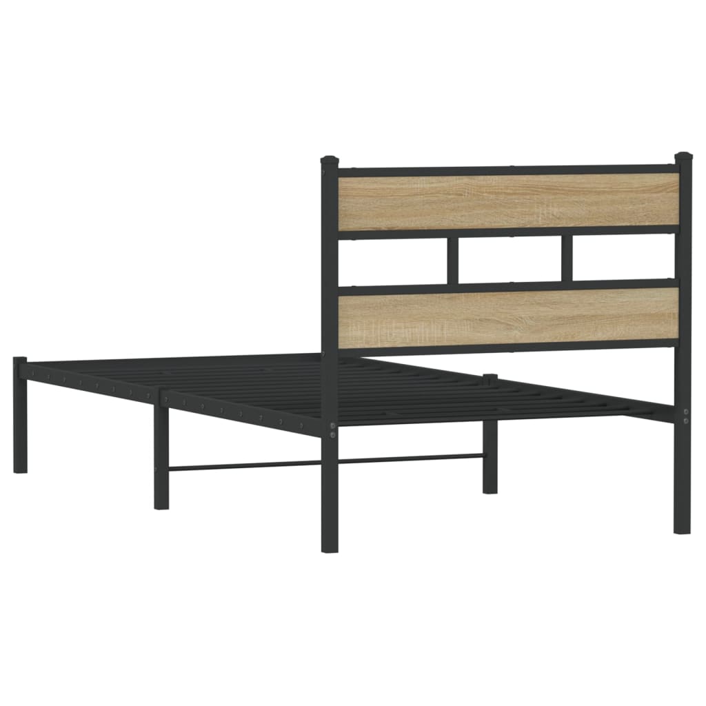 Bedframe zonder matras metaal sonoma eikenkleurig 100x190 cm is nu te koop bij PeponiXL, paradijselijk wonen!