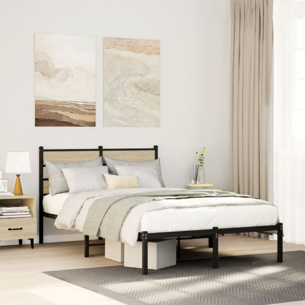 Bedframe zonder matras metaal sonoma eikenkleurig 120x190 cm is nu te koop bij PeponiXL, paradijselijk wonen!