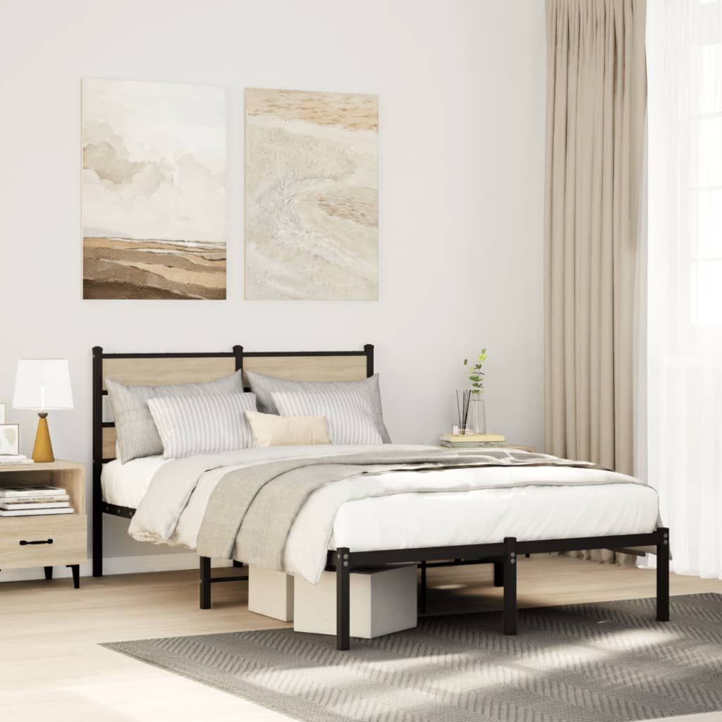 Bedframe zonder matras metaal sonoma eikenkleurig 120x200 cm is nu te koop bij PeponiXL, paradijselijk wonen!