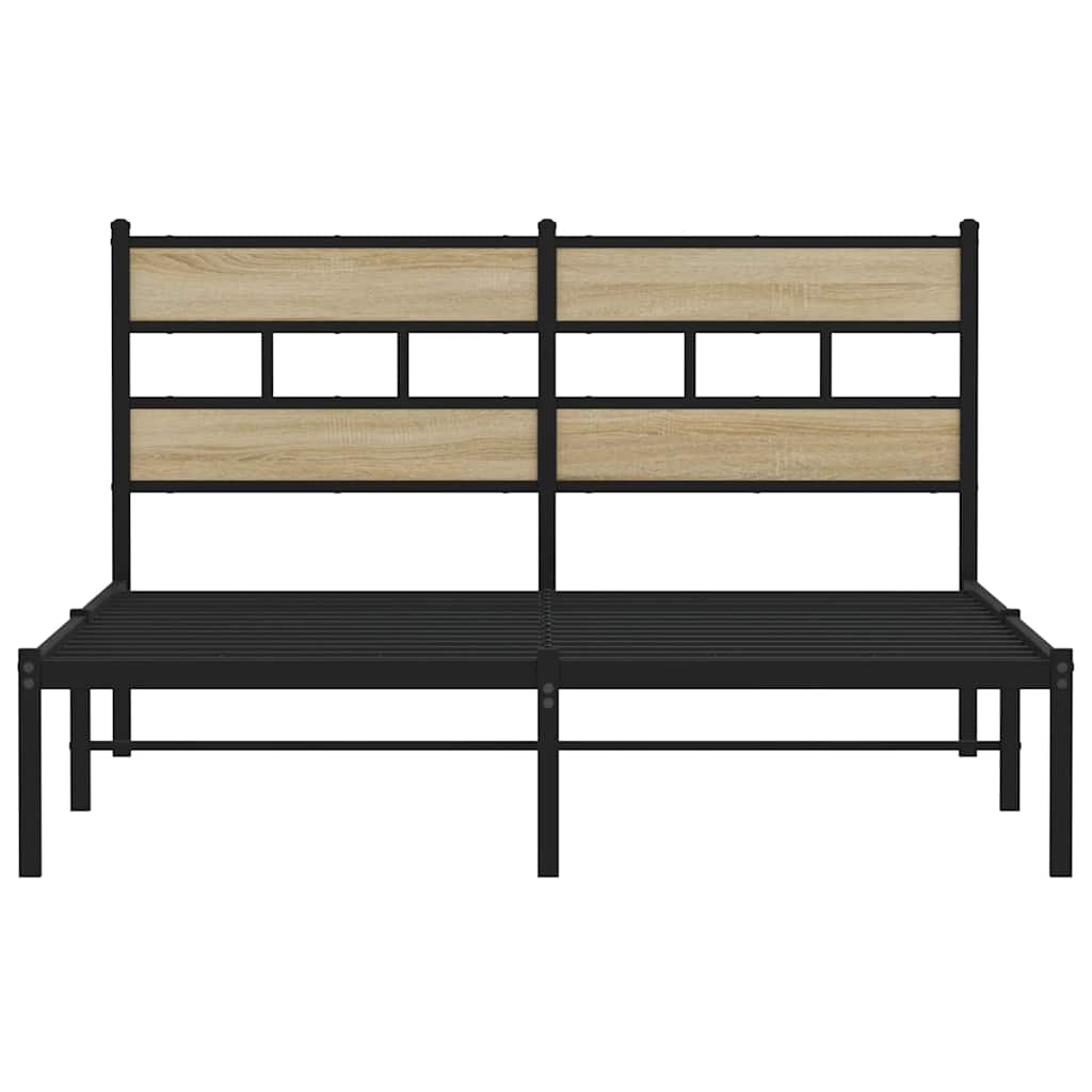 Bedframe zonder matras metaal sonoma eikenkleurig 135x190 cm is nu te koop bij PeponiXL, paradijselijk wonen!