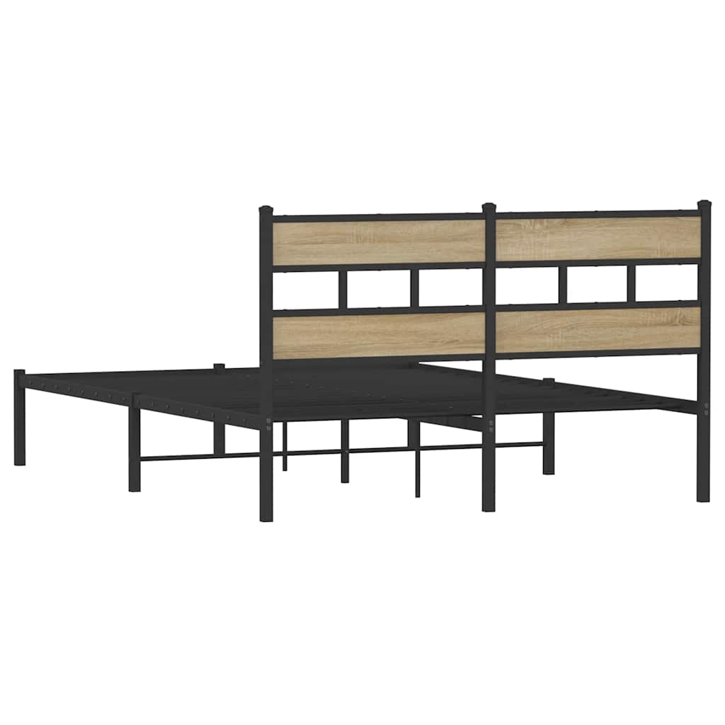 Bedframe zonder matras metaal sonoma eikenkleurig 135x190 cm is nu te koop bij PeponiXL, paradijselijk wonen!
