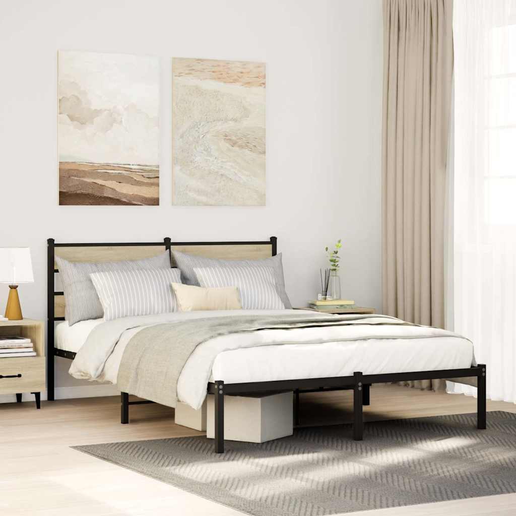 Bedframe zonder matras metaal sonoma eikenkleurig 135x190 cm is nu te koop bij PeponiXL, paradijselijk wonen!