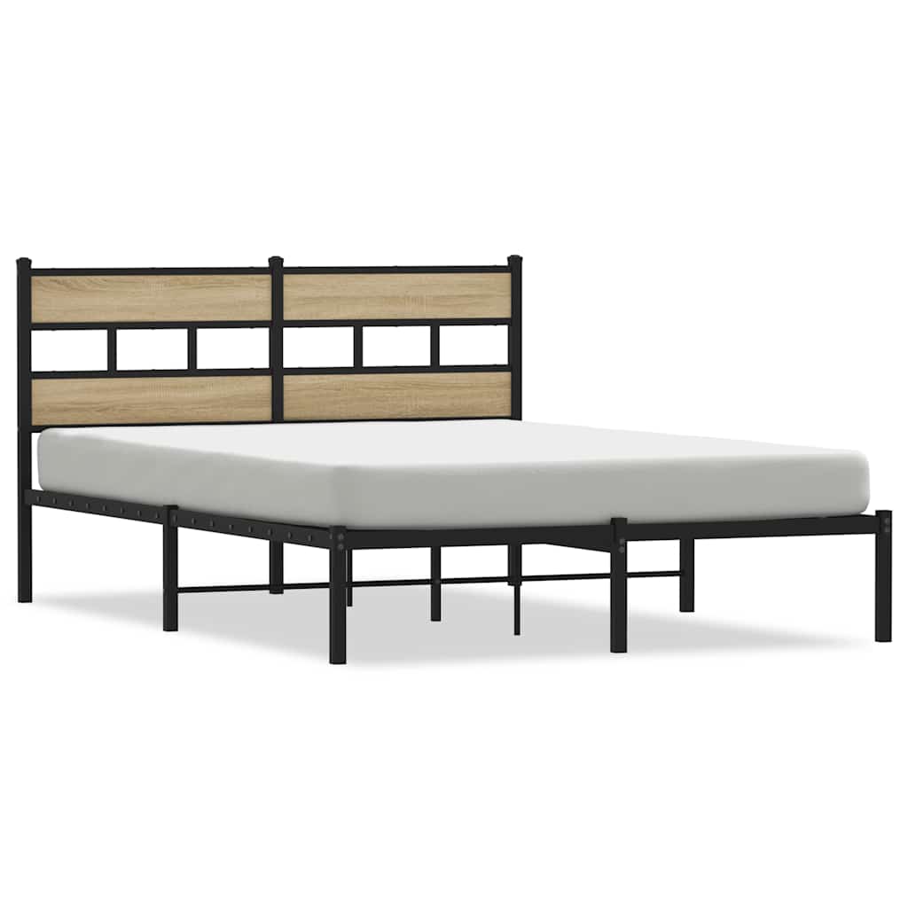 Bedframe zonder matras metaal sonoma eikenkleurig 140x190 cm is nu te koop bij PeponiXL, paradijselijk wonen!