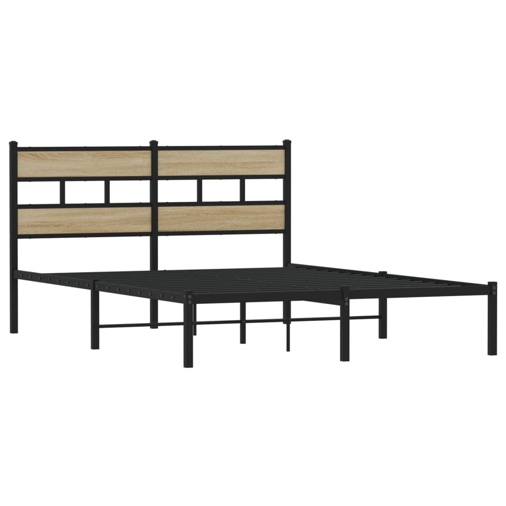 Bedframe zonder matras metaal sonoma eikenkleurig 150x200 cm is nu te koop bij PeponiXL, paradijselijk wonen!