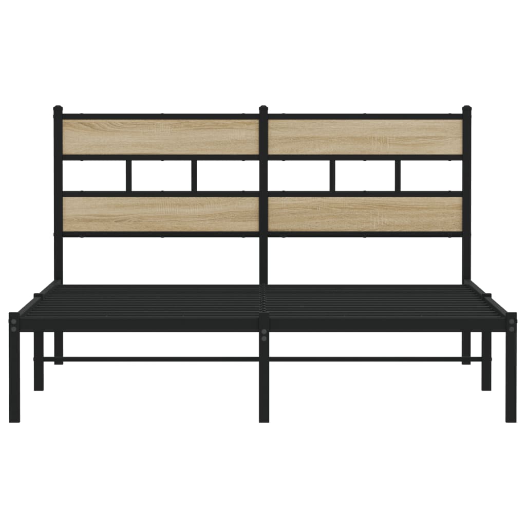 Bedframe zonder matras metaal sonoma eikenkleurig 150x200 cm is nu te koop bij PeponiXL, paradijselijk wonen!