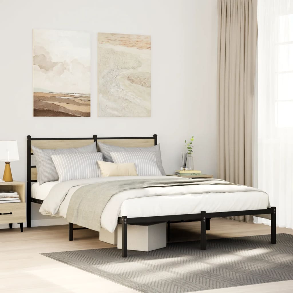 Bedframe zonder matras metaal sonoma eikenkleurig 150x200 cm is nu te koop bij PeponiXL, paradijselijk wonen!