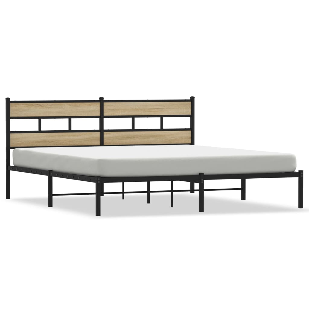 Bedframe zonder matras metaal sonoma eikenkleurig 180x200 cm is nu te koop bij PeponiXL, paradijselijk wonen!