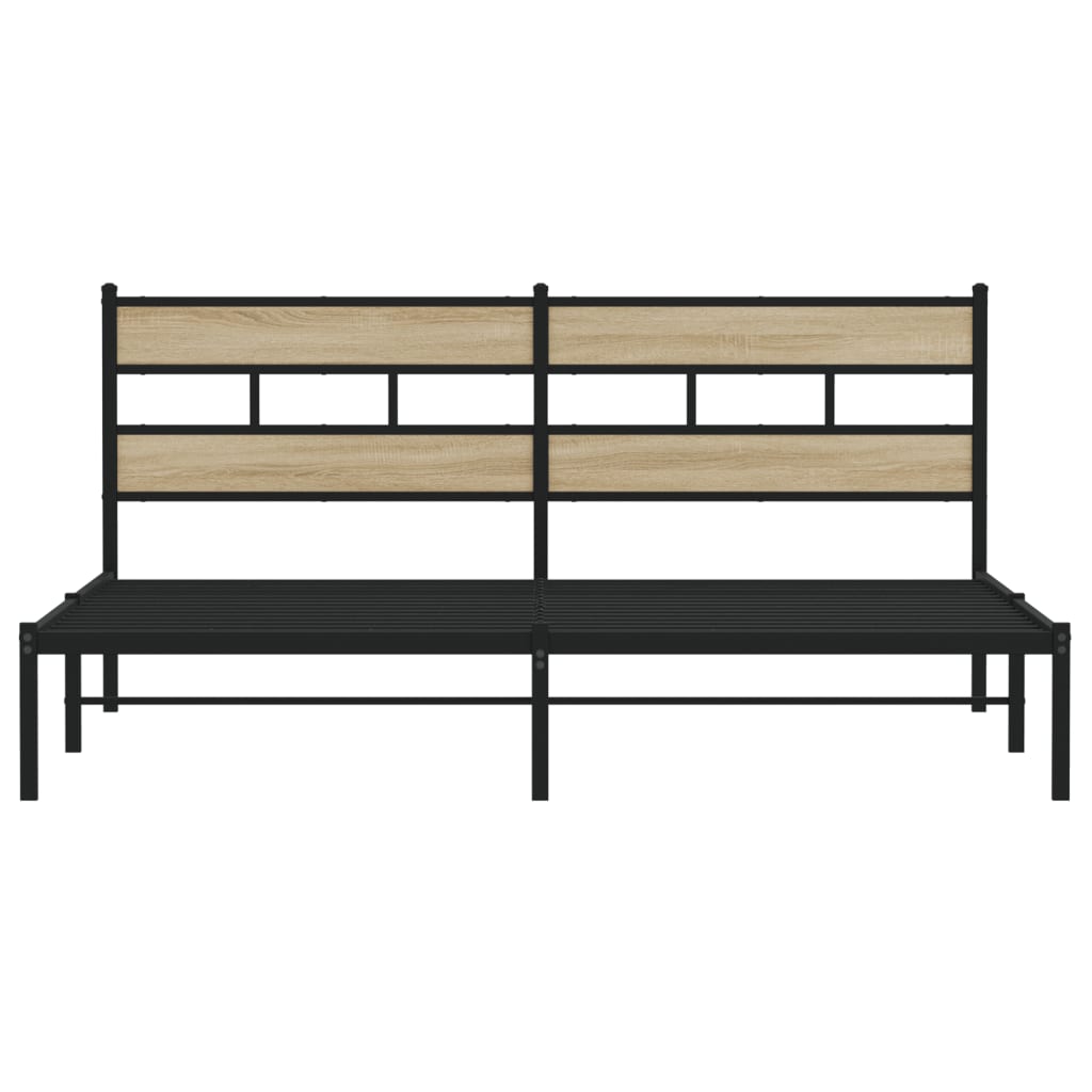 Bedframe zonder matras metaal sonoma eikenkleurig 180x200 cm is nu te koop bij PeponiXL, paradijselijk wonen!